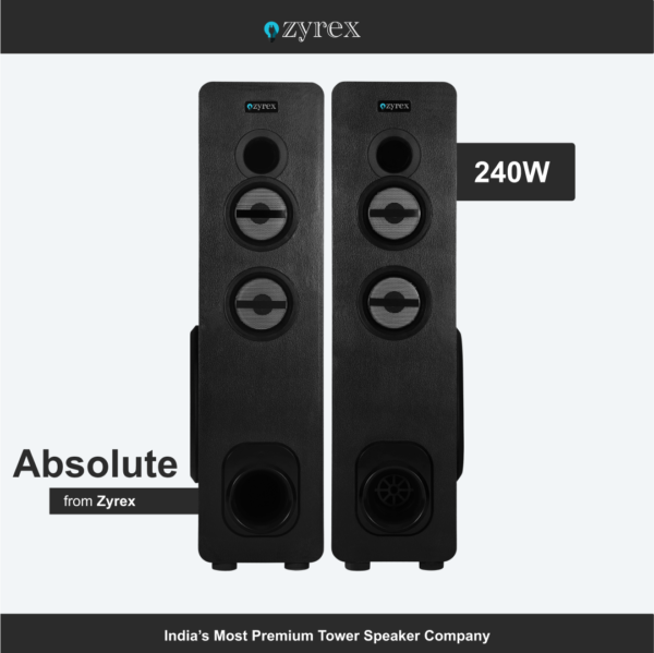 Zyrex Absolute 240W Floor Standing Tower Speaker with Wireless Mic. Support & LED Light - Image 3