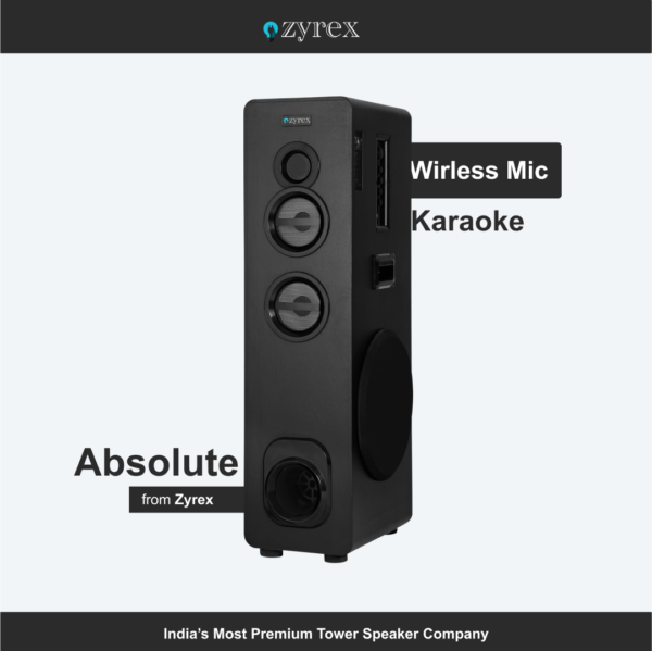 Zyrex Absolute 240W Floor Standing Tower Speaker with Wireless Mic. Support & LED Light - Image 5